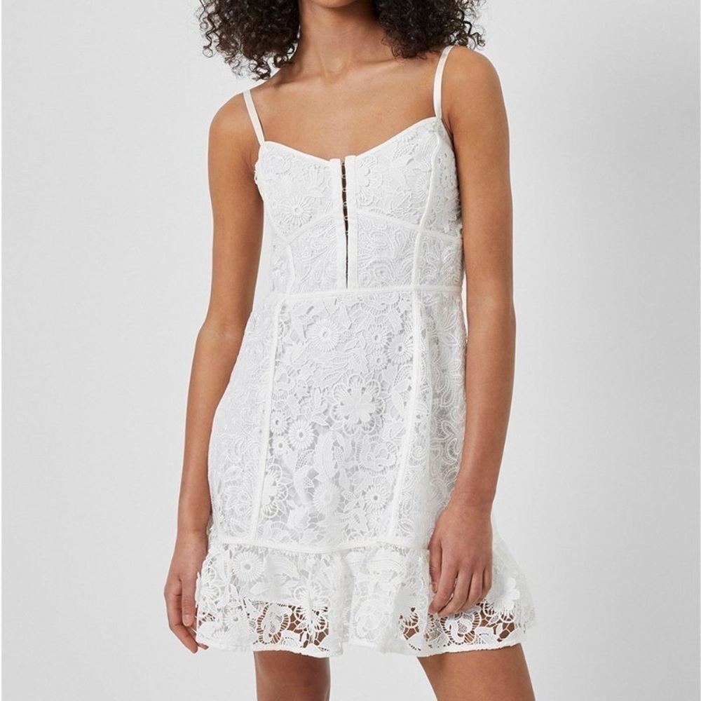 New French Connection Binadari Cabello White Lace Mini Dress Bridal Sz 10